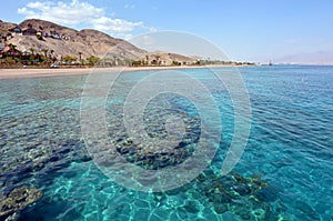 Seascape of Coral Beach Nature Reserve in Eilat, Israel.