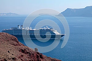 Seascape with cruise ships, Santorini, Greece