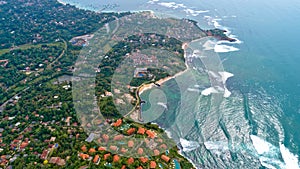 seascape with fishermen village and resorts in the coast