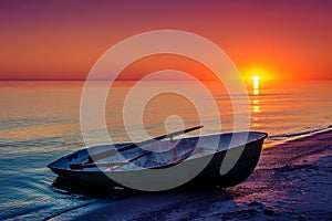 Seascape with fishing boat