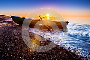 Seascape with fishing boat