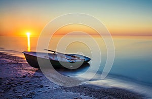 Seascape with fishing boat