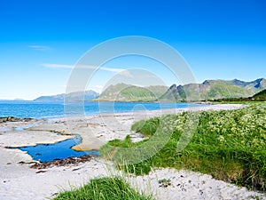 Seascape in Gimsoysand, Lofoten islands, Norway