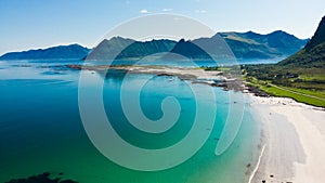 Seascape in Gimsoysand, Lofoten islands, Norway