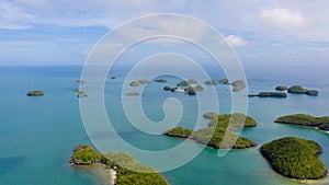 Seascape, a group of small islands, top view. National Park, Alaminos, Pangasinan, Philippines