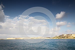 Seascape image from the grand harbour in malta