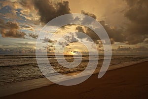 Seascape of the Indian ocean at sunset