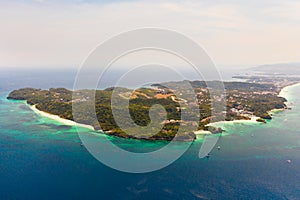 Seascape with island of Boracay, Philippines, top view