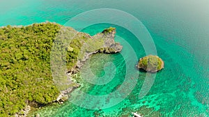 Seascape: island in the lagoon Boracay, Philippines.