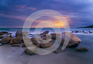 Seascape at Laan Hin Khao (White Rocks), Mae Ram Phung Beach, Ra