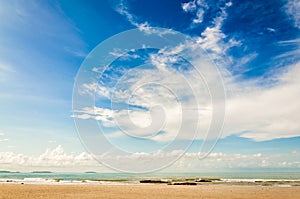 Seascape, landscape view with sand on beach