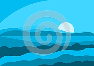 Seascape line illustration for backgrounds