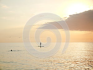 Seascape with a lonely human figure