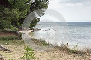 Seascape of Mikri Elia beach at Sithonia peninsula, Chalkidiki, Central M