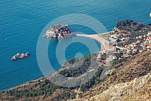 Seascape Montenegro. Budva and Sveti Stefan.