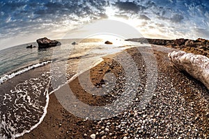 Seascape near Petra tou Romiou, also known as Aphrodite's Rock.