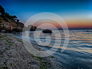 Seascape in Odesa during the sunset in the summer season