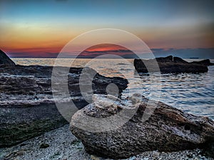 Seascape in Odesa during the sunset in the summer season