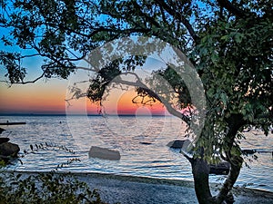 Seascape in Odesa during the sunset in the summer season