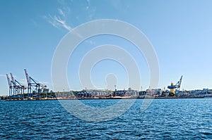 Seascape with Odessa port in the summer season