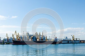 Seascape with Odessa port in the summer season