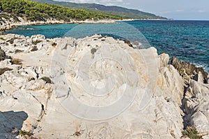 Seascape of Orange Beach Kavourotripes at Sithonia peninsula, Chalkidiki, Greece