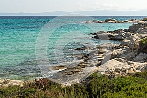 Seascape of Orange Beach Kavourotripes at Sithonia peninsula, Chalkidiki, Greece