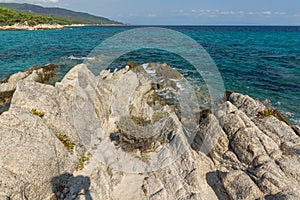 Seascape of Orange Beach Kavourotripes at Sithonia peninsula, Chalkidiki, Greece