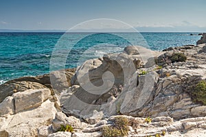 Seascape of Orange Beach Kavourotripes at Sithonia peninsula, Chalkidiki, Greece