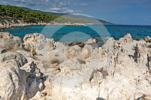 Seascape of Orange Beach Kavourotripes at Sithonia peninsula, Chalkidiki, Greece