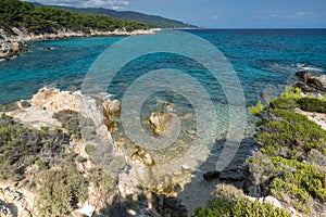 Seascape of Orange Beach Kavourotripes at Sithonia peninsula, Chalkidiki, Greece