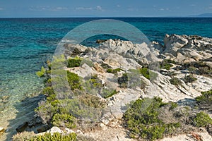 Seascape of Orange Beach Kavourotripes at Sithonia peninsula, Chalkidiki, Greece