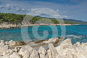 Seascape of Orange Beach Kavourotripes at Sithonia peninsula, Chalkidiki, Greece