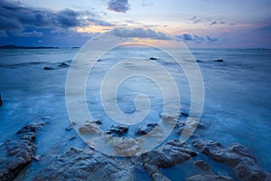 Seascape of pattaya beach at sunset, Chonburi, Thailand