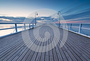 Seascape with pier. Molo in Orlowo, Gdynia