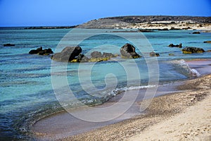 Seascape with pink sandstones, Crete photo