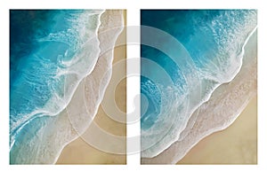 Seascape resin painting. Diagonal view on sea waves photo