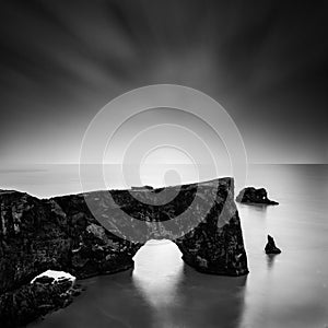 Seascape with rocks in Dyrholaey, Iceland