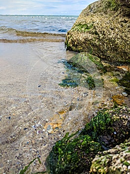 Seascape with rocks and nice sky in the summer season