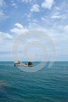 Seascape with rocks in sea at attraction in Samui Island, Thailand