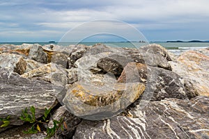 Seascape of rocks at sea coasr
