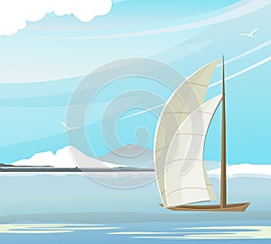 Seascape Sailboat vector