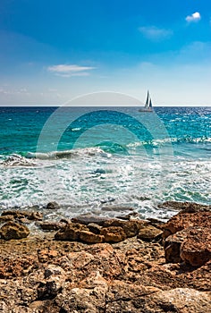 Seascape with Sailing Boat
