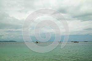 Seascape scenic view with cloudy sky