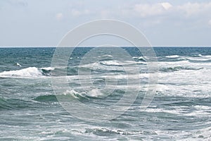 Seascape with sea horizon and cloudy sky - Background