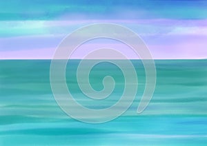 Seascape, sky and sea with horizon line. Digital illustration