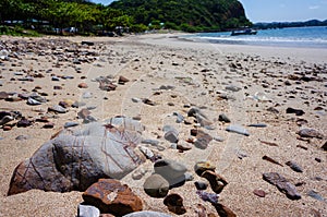 Seascape and stone on the beach in East of Thailand