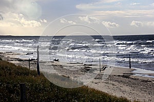 Seascape during a storm with large waves, Carnikava, Latvia