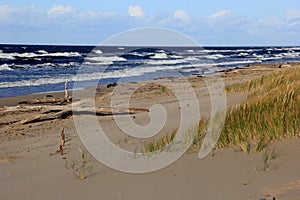 Seascape during a storm with large waves, Carnikava, Latvia