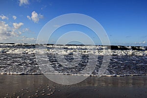 Seascape during a storm with large waves, Carnikava, Latvia